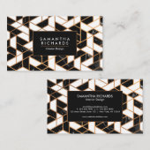 白黒金ゴールドマーブルモザイク 名刺 (正面/裏面)