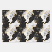 白黒金ゴールドマーベルパターンギフト ラッピングペーパーシート (正面2)