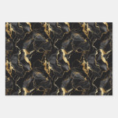 白黒金ゴールドマーベルパターンギフト ラッピングペーパーシート (正面)