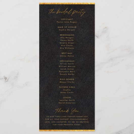 白黒金ゴールドミニマル結婚リスト式プログラム プログラム (裏面)