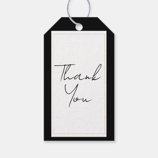 白黒金ゴールドモダンエレガミニマルントウェディング ギフトタグ (正面)