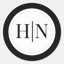 白黒金ゴールドモダンエレガミニマルントウェディング ラウンドシール