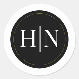 白黒金ゴールドモダンエレガミニマルントウェディング ラウンドシール