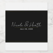 白黒金ゴールドモダンエレガミニマルントウェディング ワインラベル (シングルラベル)