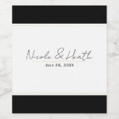 白黒金ゴールドモダンエレガミニマルントウェディング ワインラベル (シングルラベル)