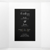 白黒金ゴールドモダンエレガミニマルントウェディング 三つ折り招待状 (内部中)