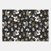 白黒金ゴールドモダンクリスマス ラッピングペーパーシート (正面3)