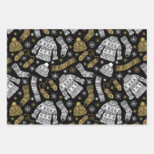 白黒金ゴールドモダンクリスマス ラッピングペーパーシート (正面)