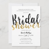 白黒金ゴールドモダングラムブライダルシャワー 招待状 (正面)