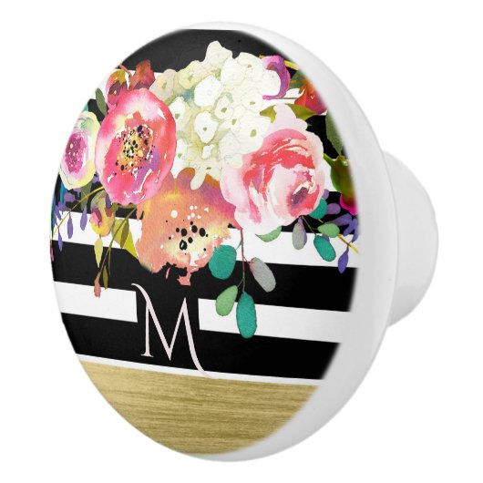 白黒金ゴールドモダンフローラグラムシエレガントック セラミックノブ (右)