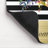 白黒金ゴールドモダンフローラグラムシエレガントック マウスパッド (コーナー)