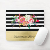 白黒金ゴールドモダンフローラグラムシエレガントック マウスパッド (マウス)