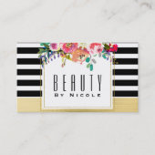 白黒金ゴールドモダンフローラグラムシエレガントック 名刺