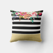 白黒金ゴールドモダンフローラグラムシックグラマー クッション (裏面)