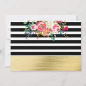 白黒金ゴールドモダンフローラグラムバースデーパーティー 招待状 (裏面)