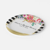 白黒金ゴールドモダンフローラグラムブライダルシャワー ペーパープレート (アングル)