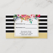 白黒金ゴールドモダンフローラGlam Refer a Friend 紹介カード (裏面)