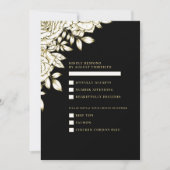 白黒金ゴールドモダンミニマルフローラシックRSVP 招待状 (正面)