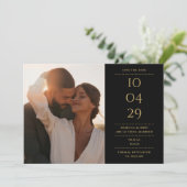 白黒金ゴールドモダンミニマ結婚リストの写真 セーブザデート (スタンド正面)