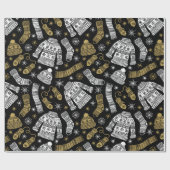 白黒金ゴールドモダン冬服 ラッピングペーパー (フラット)