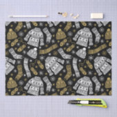 白黒金ゴールドモダン冬服 薄葉紙 (クラフト)