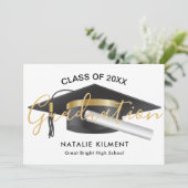 白黒金ゴールドモダン学位取得 案内状 (スタンド正面)