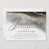 白黒金ゴールドモダン抽象芸術卒業パーティー 招待状 (正面)