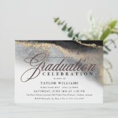 白黒金ゴールドモダン抽象芸術卒業パーティー 招待状 (スタンド正面)