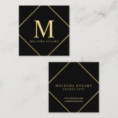 白黒金ゴールドモノグラエレガントム スクエア名刺 (正面/裏面)