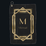 白黒金ゴールドモノグラパーソナライズされたム |幾何学的 ゴルフタオル<br><div class="desc">シックエレガントなブラックと金ゴールドアートのデコ幾何学的フレームとモノグラム。これは、テンプレートでパーソナライズする準備ができているイニシャル。1920インスパイア年のギャツビーアールデコスタイルで。</div>