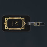 白黒金ゴールドモノグラパーソナライズされたム |幾何学的 ラゲッジタグ<br><div class="desc">シックエレガントなブラックと金ゴールドアートのデコ幾何学的フレームとモノグラム。これは、テンプレートでパーソナライズする準備ができているイニシャル。1920インスパイア年のギャツビーアールデコスタイルで。</div>