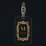 白黒金ゴールドモノグラパーソナライズされたム |幾何学的 ラゲッジタグ<br><div class="desc">シックエレガントなブラックと金ゴールドアートのデコ幾何学的フレームとモノグラム。これは、テンプレートでパーソナライズする準備ができているイニシャル。1920インスパイア年のギャツビーアールデコスタイルで。</div>