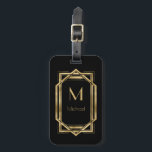 白黒金ゴールドモノグラパーソナライズされたム |幾何学的 ラゲッジタグ<br><div class="desc">シックエレガントなブラックと金ゴールドアートのデコ幾何学的フレームとモノグラム。これは、テンプレートでパーソナライズする準備ができているイニシャル。1920インスパイア年のギャツビーアールデコスタイルで。</div>