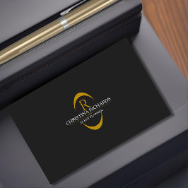 白黒金ゴールドモノグラムモダンエレガント 名刺