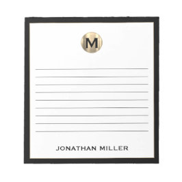 白黒金ゴールドモノグラムライン ノートパッド