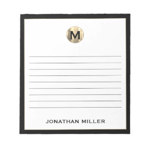 白黒金ゴールドモノグラムライン ノートパッド