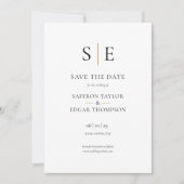 白黒金ゴールドモノグラム結婚写真 セーブザデート (正面)