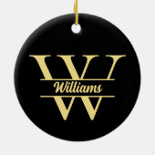 白黒金ゴールドモノグラム | イニシャルエレガント写真 セラミックオーナメント (裏面)
