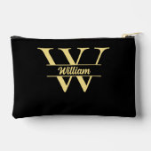 白黒金ゴールドモノグラム | エレガントイニシャルスクリプト アクセサリーポーチ (裏面)