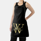 白黒金ゴールドモノグラム | エレガントイニシャルスクリプト エプロン (インサイチュ)