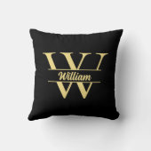 白黒金ゴールドモノグラム | エレガントイニシャルスクリプト クッション (裏面)