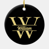 白黒金ゴールドモノグラム | エレガントイニシャルスクリプト セラミックオーナメント (裏面)