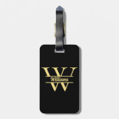 白黒金ゴールドモノグラム | エレガントイニシャルスクリプト ラゲッジタグ (裏面縦)