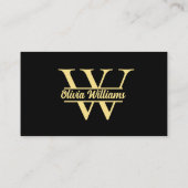 白黒金ゴールドモノグラム | エレガントイニシャル名 名刺 (裏面)