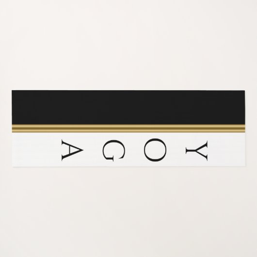 白黒金ゴールドヨガストライプマストライプット ヨガマット (裏面(横))