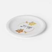 白黒金ゴールドリースモノグラムイニシャルフローラ ペーパープレート (アングル)