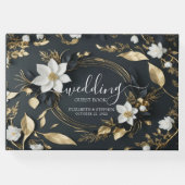 白黒金ゴールドリース結婚ズゲストブック ゲストブック (正面)