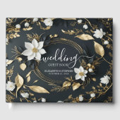 白黒金ゴールドリース結婚ズゲストブック ゲストブック (正面)