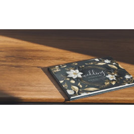 白黒金ゴールドリース結婚ズゲストブック ゲストブック