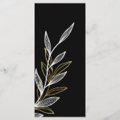 白黒金ゴールドリーフ結婚のイベントメニューフラットカード メニュー (裏面)